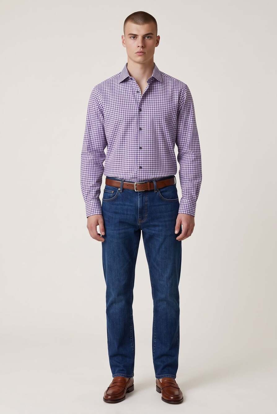Paul Smith London Gingham Slim Fit Dress Shirt Size 16.5 42 Purple